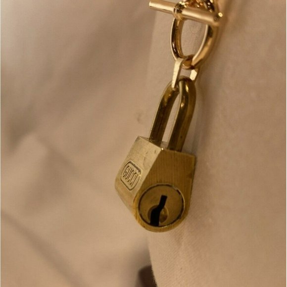 Vintage Gucci Lock and Key layered toggle necklace & chain w/ bag - Picture 6 of 8